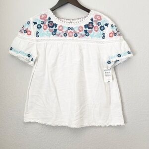𝅺NWT CASLON Florida Floral Embroidered Yoke Top XS